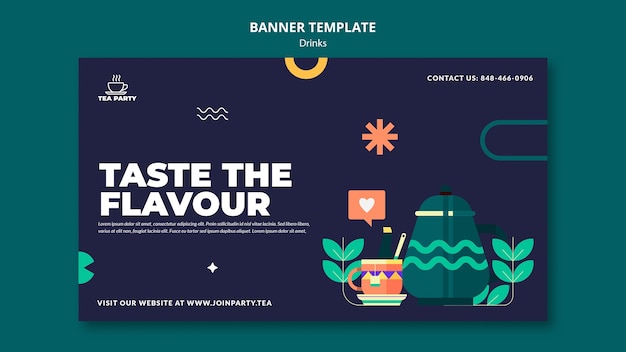 Flat design drink banner template design