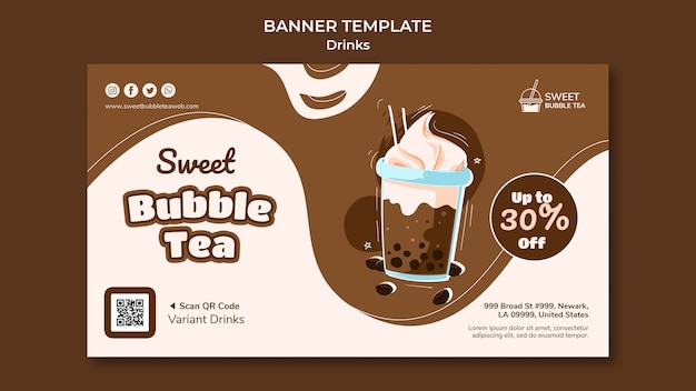 Free PSD flat design drink banner template