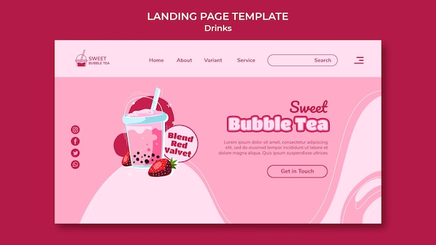 Free PSD flat design drink landing page template