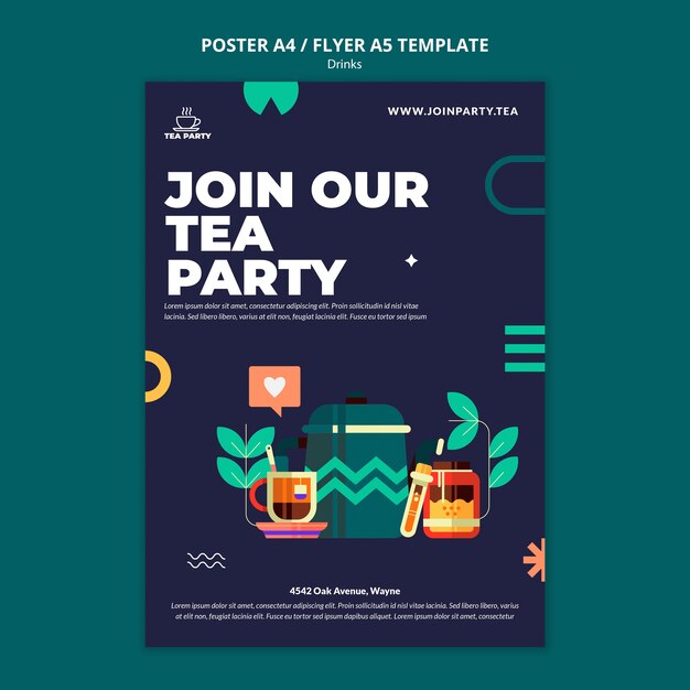 Flat design drink poster template design