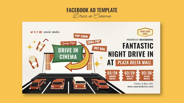 Flat design drive in cinema template