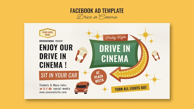 Flat design drive in cinema template