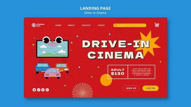 Flat design drive in cinema template