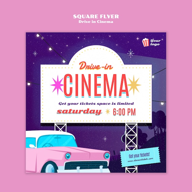 Free PSD flat design drive in cinema  template