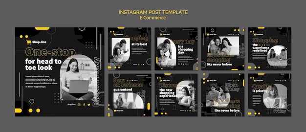 Flat design e commerce instagram template