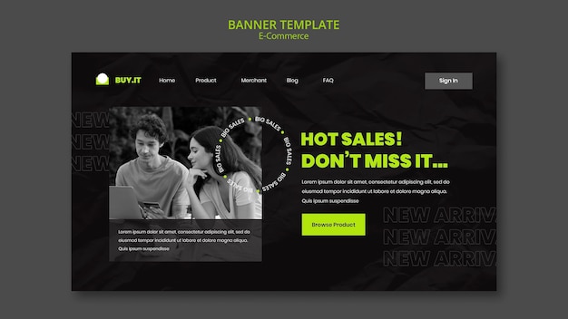 Free PSD flat design e-commerce template