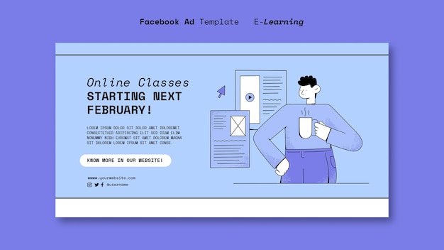 Flat design e learning template