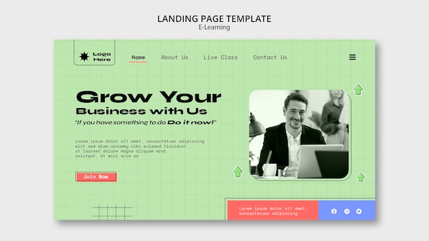 Flat design e learning template