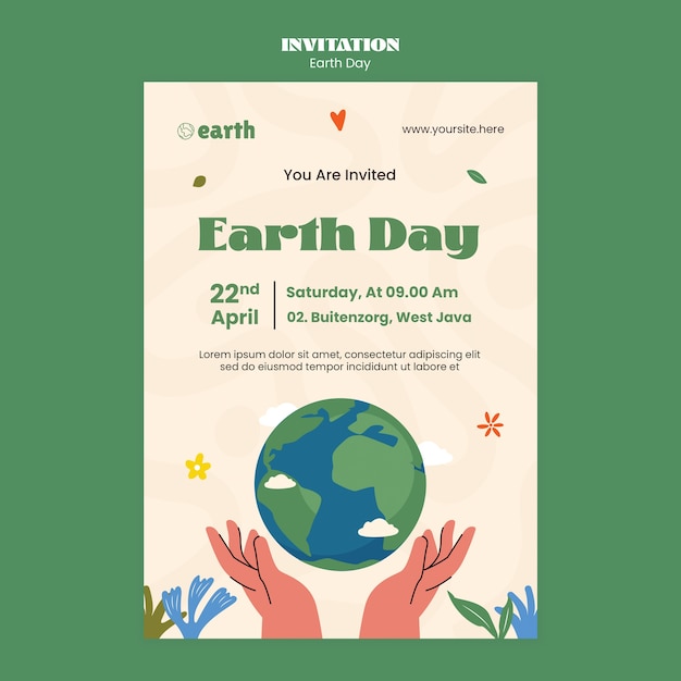 Flat design earth day template