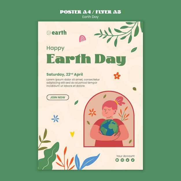 Free PSD flat design earth day template