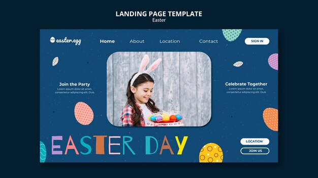 Free PSD flat design easter template