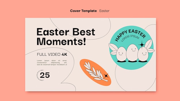 Free PSD flat design easter template