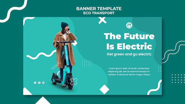 Free PSD flat design eco transport banner template