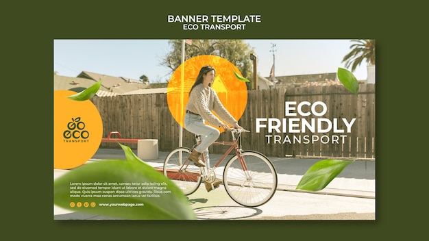 Free PSD flat design eco transport banner template