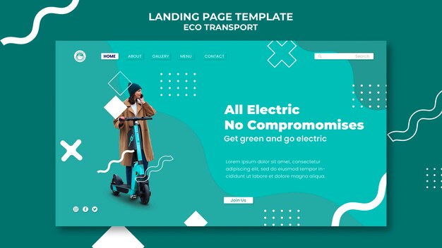 Flat design eco transport landing page template