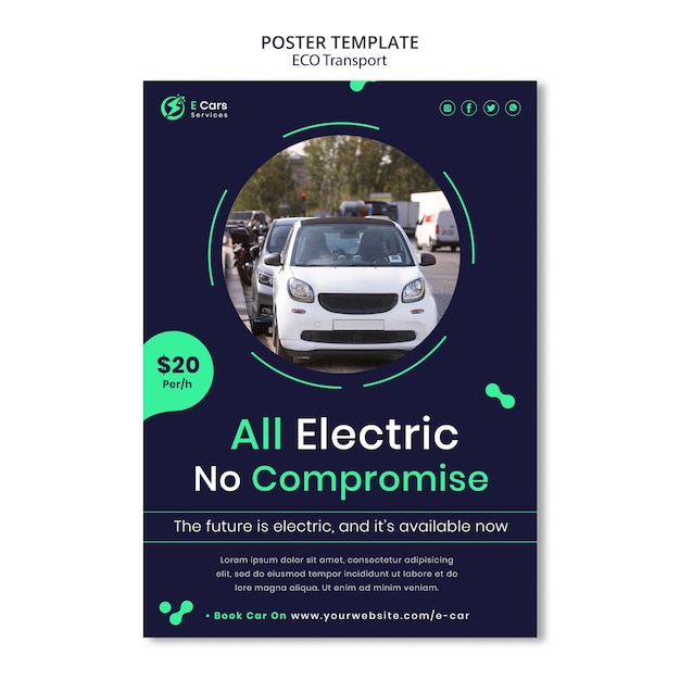 Flat design eco transport poster template