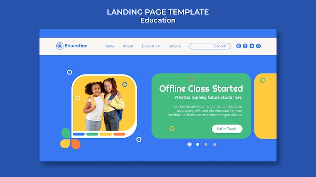 Flat design education landing page template