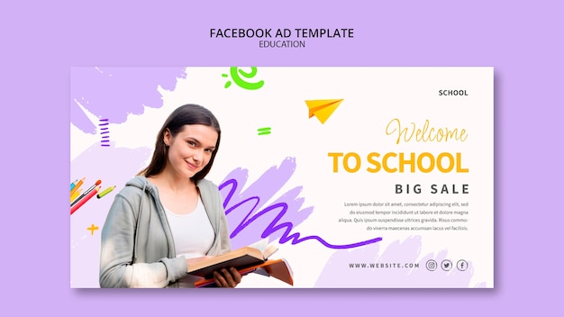 Free PSD flat design education  template