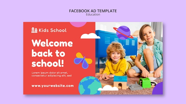 Free PSD flat design education template