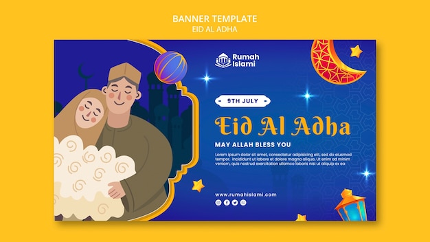 Flat design eid al-adha banner template