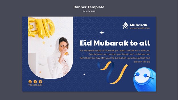 Flat design eid al fitr banner template