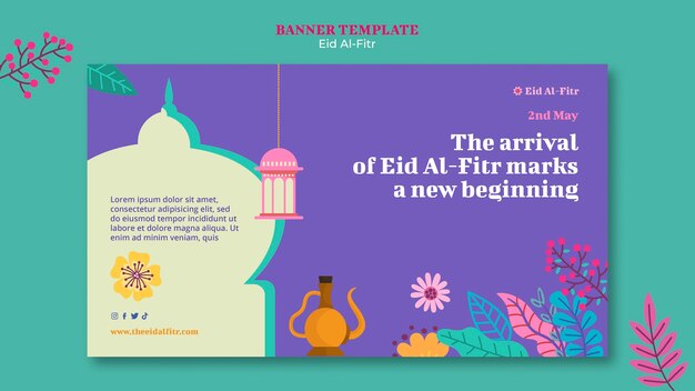 Flat design eid al fitr banner template