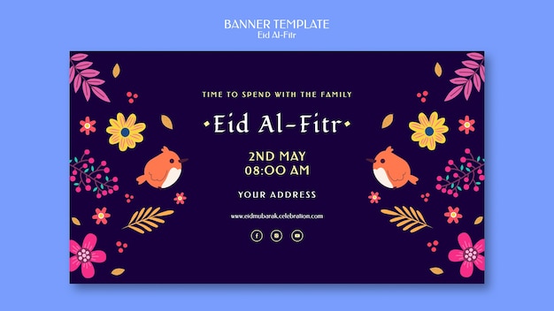 Free PSD flat design eid al fitr banner template