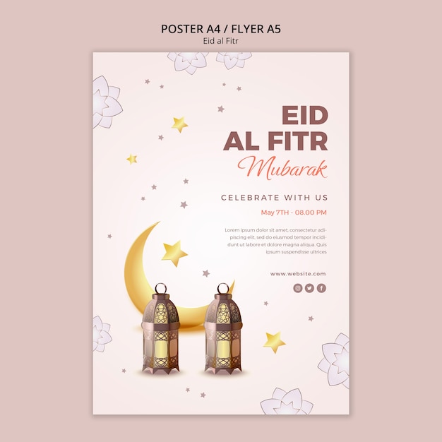 Free PSD flat design eid al-fitr template design