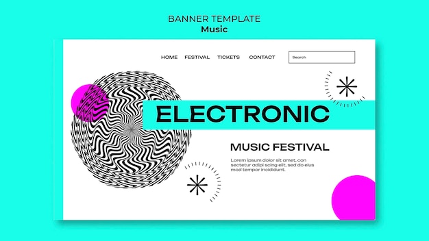 Free PSD flat design electronic music landing page