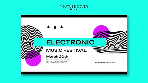 Free PSD flat design electronic music youtube cover