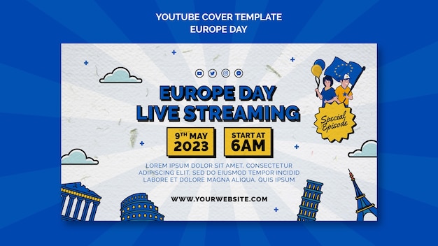 Free PSD flat design europe day template