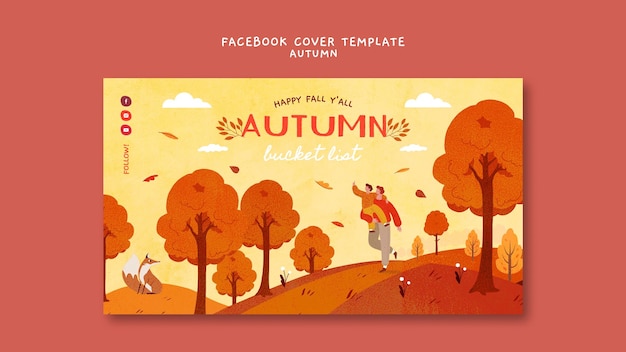 Free PSD flat design fall season facebook cover