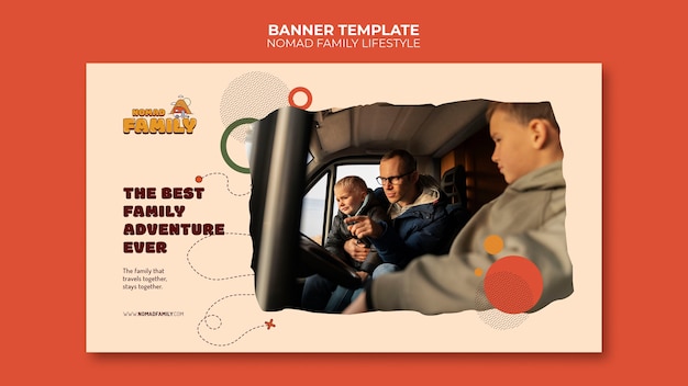 Free PSD flat design family banner template