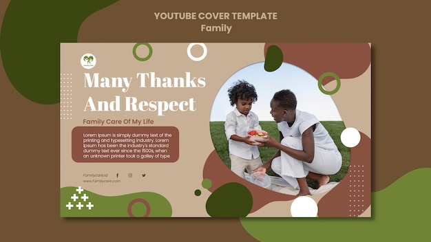 Free PSD flat design family celebration youtube cover