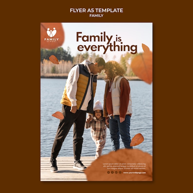 Flat design family flyer template