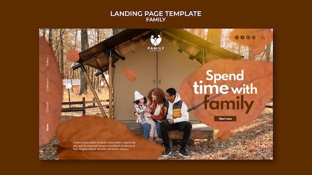 Free PSD flat design family landing page template