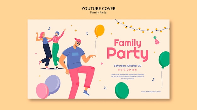 Free PSD flat design family party template