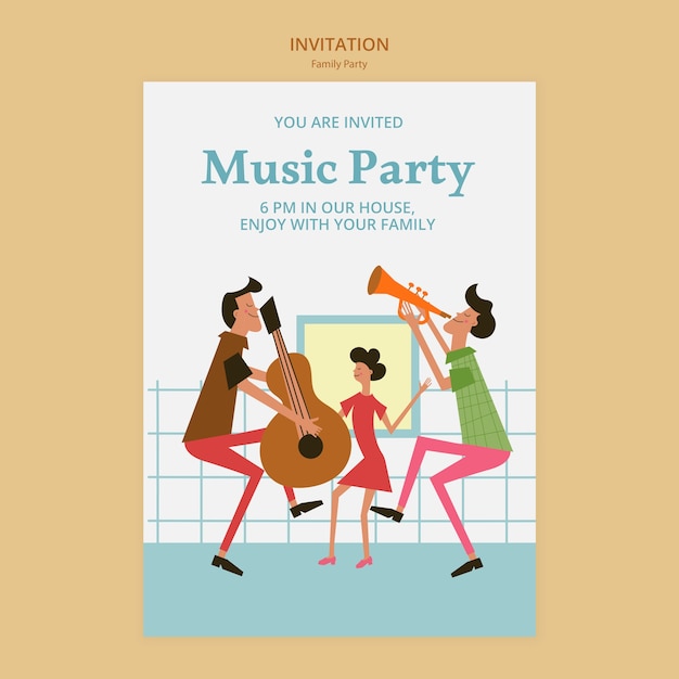 Free PSD flat design family party template