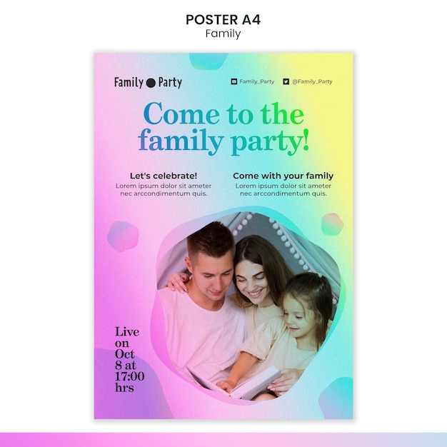 Flat design family poster template