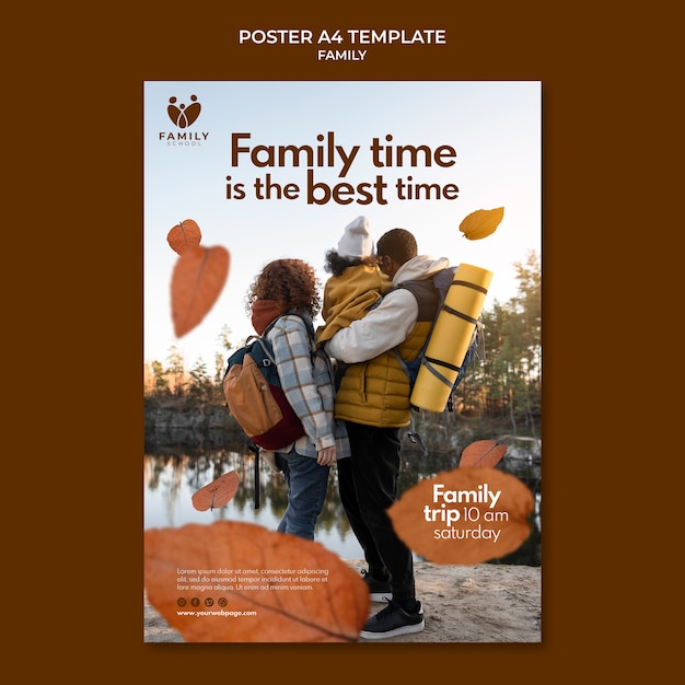 Flat design family poster template