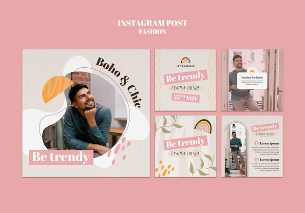 Flat design fashion instagram post template