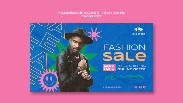 Free PSD flat design fashion sale facebook cover template