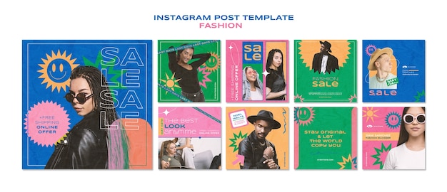 Free PSD flat design fashion sale instagram post template