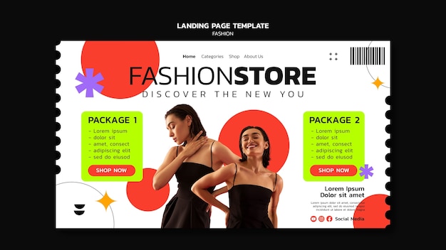 Free PSD flat design fashion trends landing page