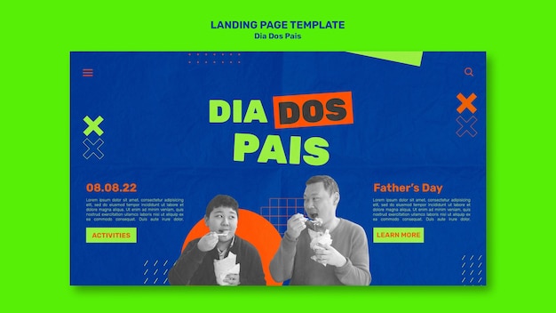 Flat design father's day landing page template