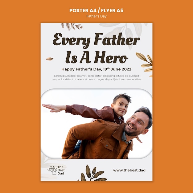 Free PSD flat design father's day poster design template