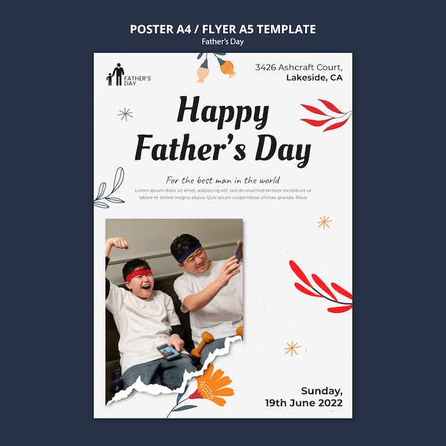 Free PSD flat design father's day poster design template