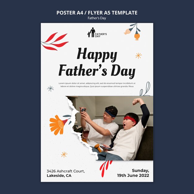 Flat design father's day poster design template