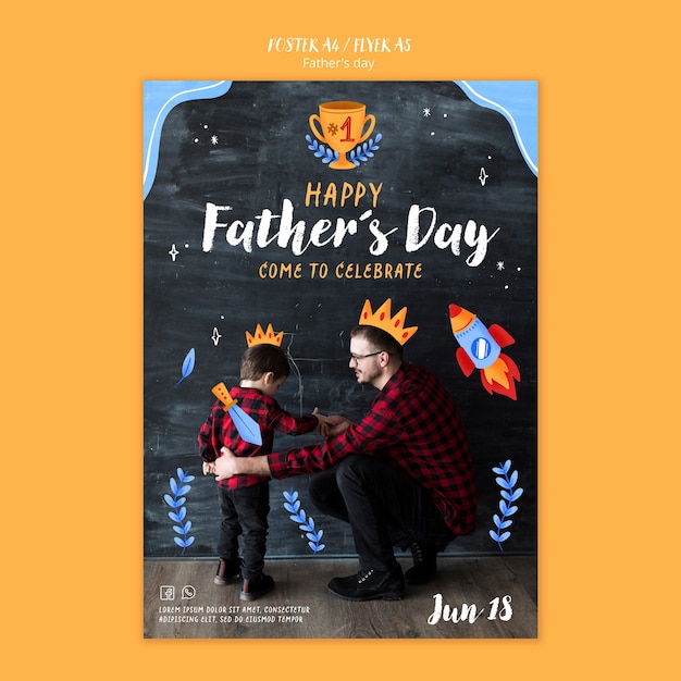 Free PSD flat design father's day poster template