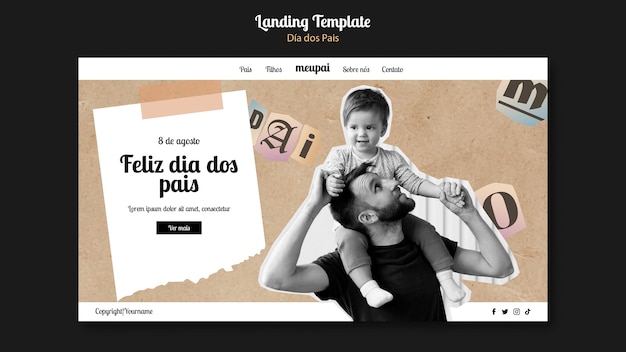 Free PSD flat design father's day template